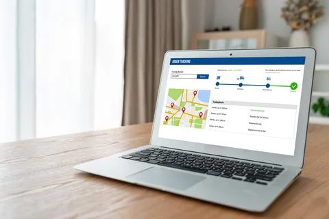Delivery tracking system for e-commerce and modish online business Stock Photos