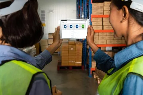 Delivery tracking system for e-commerce and modish online business Stock Photos