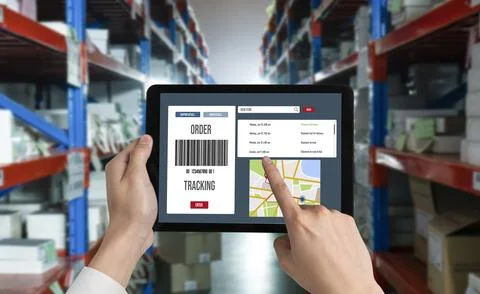 Delivery tracking system for e-commerce and modish online business Foto stock