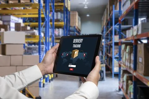 Delivery tracking system for e-commerce and modish online business Stockfoto's