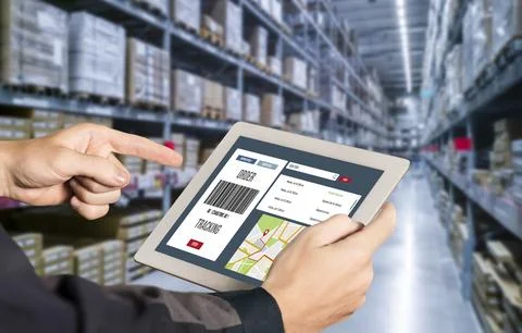 Delivery tracking system for e-commerce and modish online business Foto stock