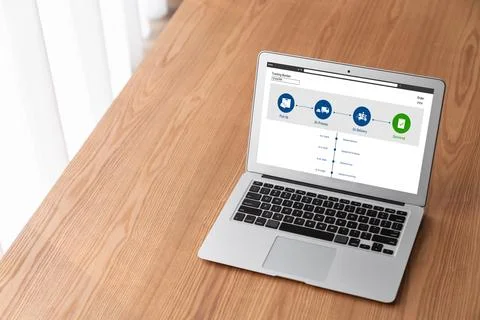 Delivery tracking system for e-commerce and modish online business Stock Photos