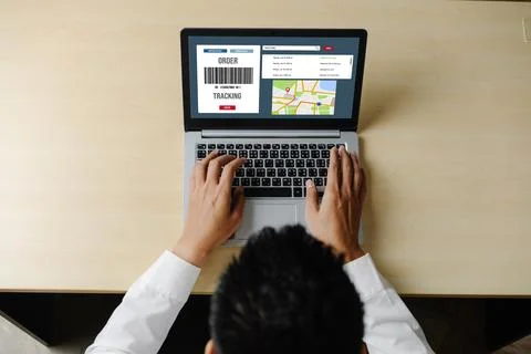 Delivery tracking system for e-commerce and modish online business Fotos Stock