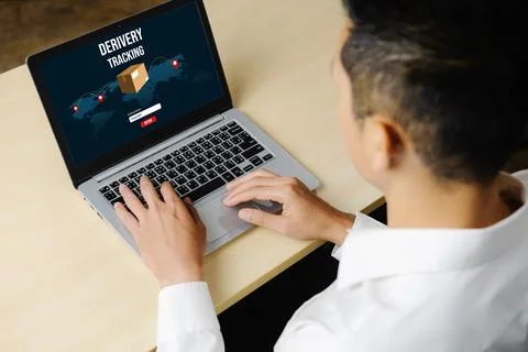 Delivery tracking system for e-commerce and modish online business Foto stock