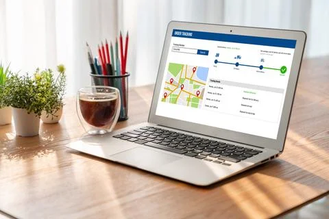 Delivery tracking system for e-commerce and modish online business Foto stock