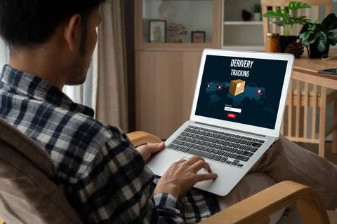 Delivery tracking system for e-commerce and modish online business Foto stock