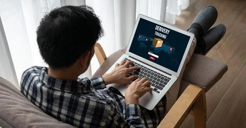 Delivery tracking system for e-commerce and modish online business Stock Photos