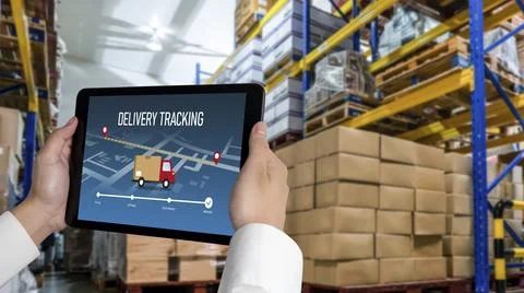 Delivery tracking system for e-commerce and modish online business Stockfoto's