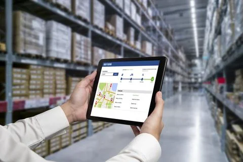 Delivery tracking system for e-commerce and modish online business Foto stock