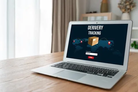 Delivery tracking system for e-commerce and modish online business Fotos Stock