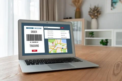 Delivery tracking system for e-commerce and modish online business Foto stock