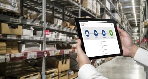 Delivery tracking system for e-commerce and modish online business Stock Photos