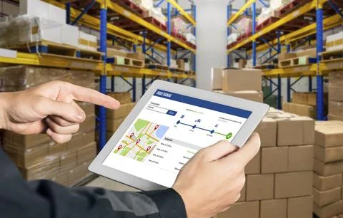 Delivery tracking system for e-commerce and modish online business Foto stock