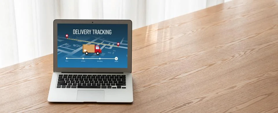 Delivery tracking system for e-commerce and modish online business Foto stock