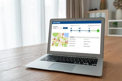 Delivery tracking system for e-commerce and modish online business Fotos Stock