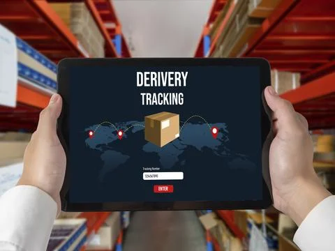 Delivery tracking system for e-commerce and modish online business Foto stock