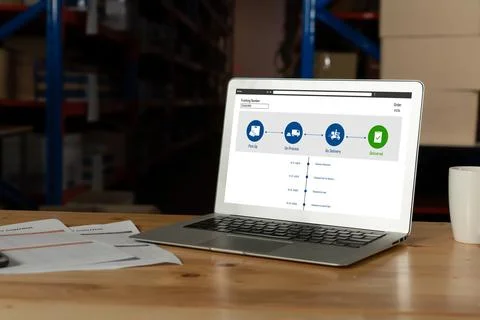 Delivery tracking system for e-commerce and modish online business Foto stock