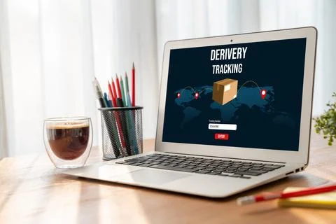 Delivery tracking system for e-commerce and modish online business Foto stock