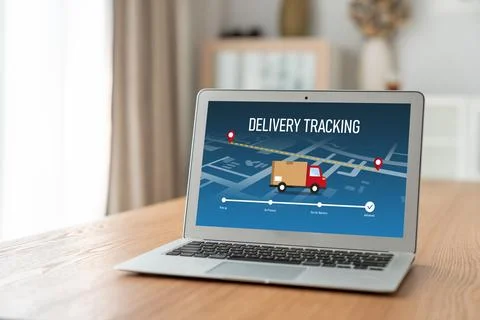 Delivery tracking system for e-commerce and modish online business Foto stock