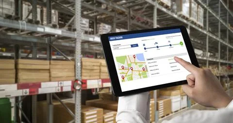 Delivery tracking system for e-commerce and modish online business Foto stock