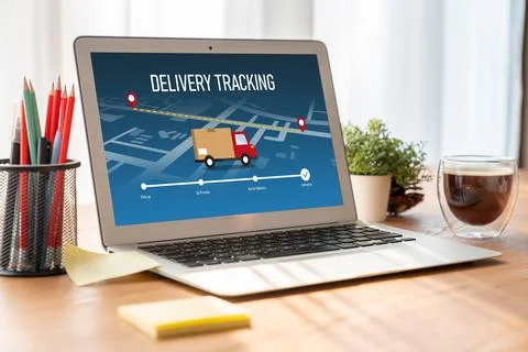 Delivery tracking system for e-commerce and modish online business 库存照片