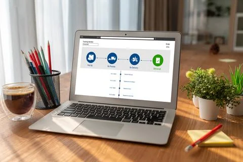 Delivery tracking system for e-commerce and modish online business Foto stock