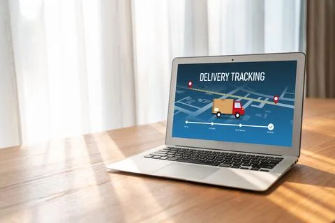 Delivery tracking system for e-commerce and modish online business 库存照片