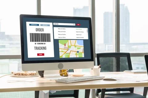 Delivery tracking system for e-commerce and modish online business Foto stock