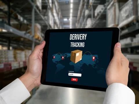 Delivery tracking system for e-commerce and modish online business Foto stock