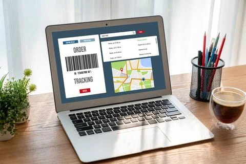 Delivery tracking system for e-commerce and modish online business Foto stock