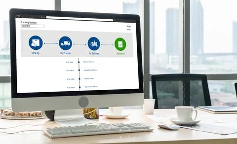 Delivery tracking system for e-commerce and modish online business Foto stock