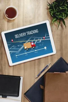 Delivery tracking system for e-commerce and modish online business Foto stock