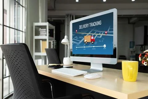 Delivery tracking system for e-commerce and modish online business Stockfoto's