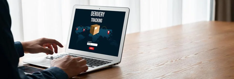 Delivery tracking system for e-commerce and modish online business Foto stock