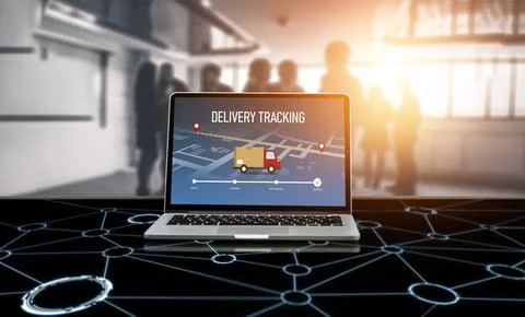 Delivery tracking system for e-commerce and modish online business 库存照片