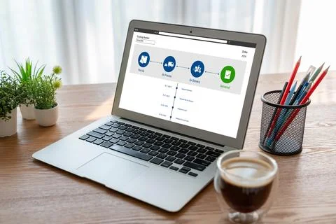 Delivery tracking system for e-commerce and modish online business Stock Photos