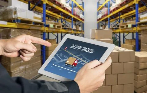 Delivery tracking system for e-commerce and modish online business Foto stock