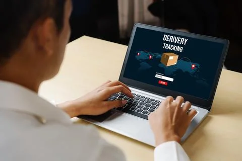 Delivery tracking system for e-commerce and modish online business Fotos Stock