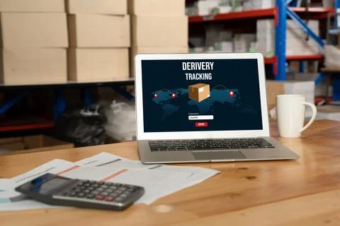 Delivery tracking system for e-commerce and modish online business Foto stock