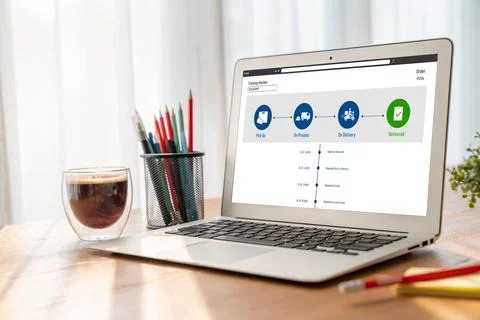 Delivery tracking system for e-commerce and modish online business Foto stock