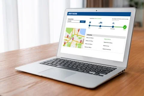 Delivery tracking system for e-commerce and modish online business Fotos Stock