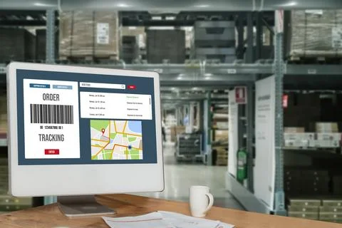 Delivery tracking system for e-commerce and modish online business Foto stock