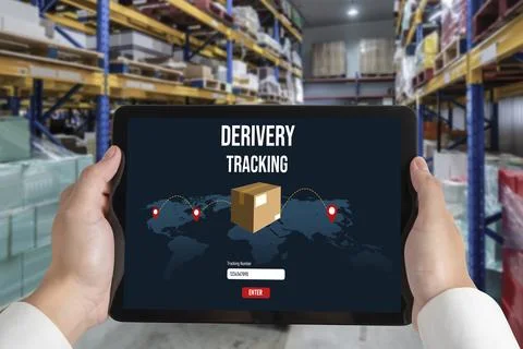 Delivery tracking system for e-commerce and modish online business Foto stock