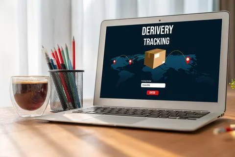 Delivery tracking system for e-commerce and modish online business Foto stock