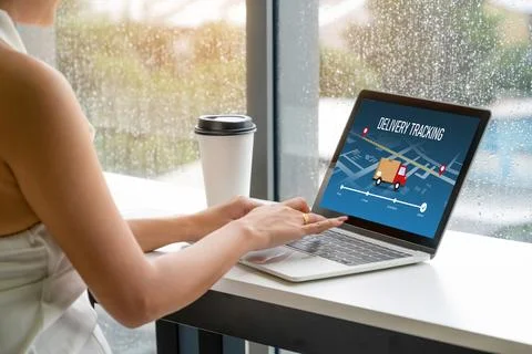 Delivery tracking system for e-commerce and modish online business 库存照片