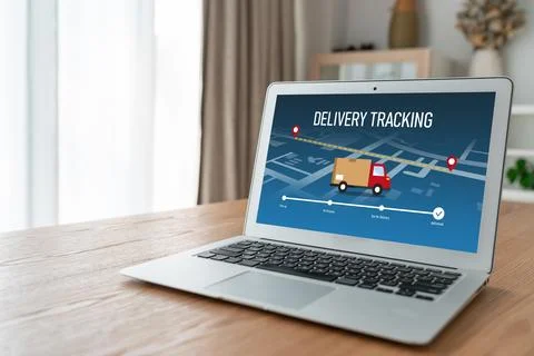 Delivery tracking system for e-commerce and modish online business Foto stock