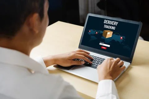 Delivery tracking system for e-commerce and modish online business Foto stock