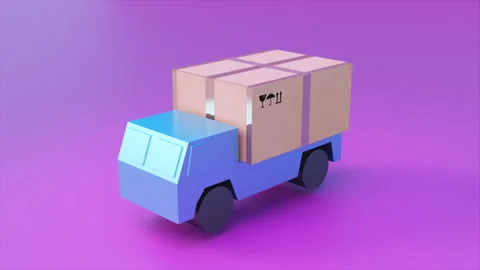 Delivery truck with box Stock Footage 307705997