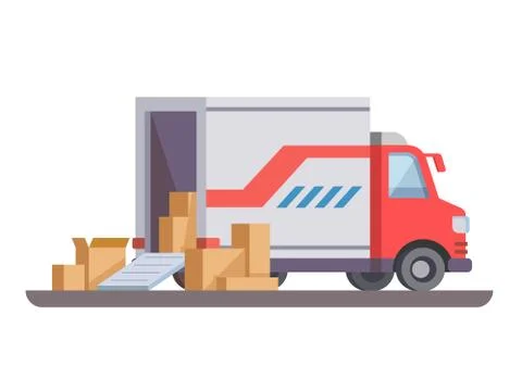 Delivery truck with box Stock Illustration