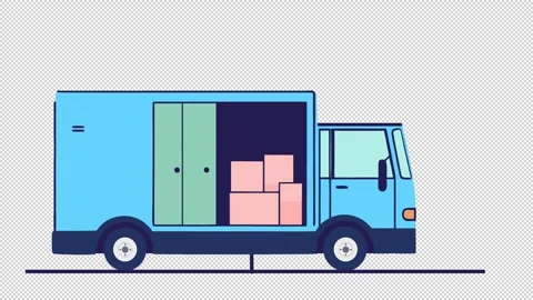 Delivery truck with boxes. Animation of boxes being unloaded from a truck Stock Footage 321109540